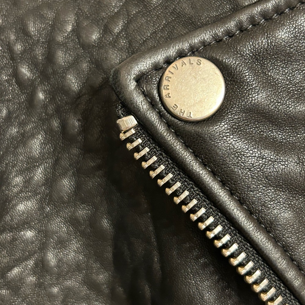 The Arrivals Black Quilted Leather Biker Jacket - Picture 5 of 10